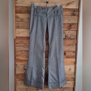 Wide Leg Gray Flared Trousers Low Rise Cuffed Dressy Pants Spacegirlz Juniors 3